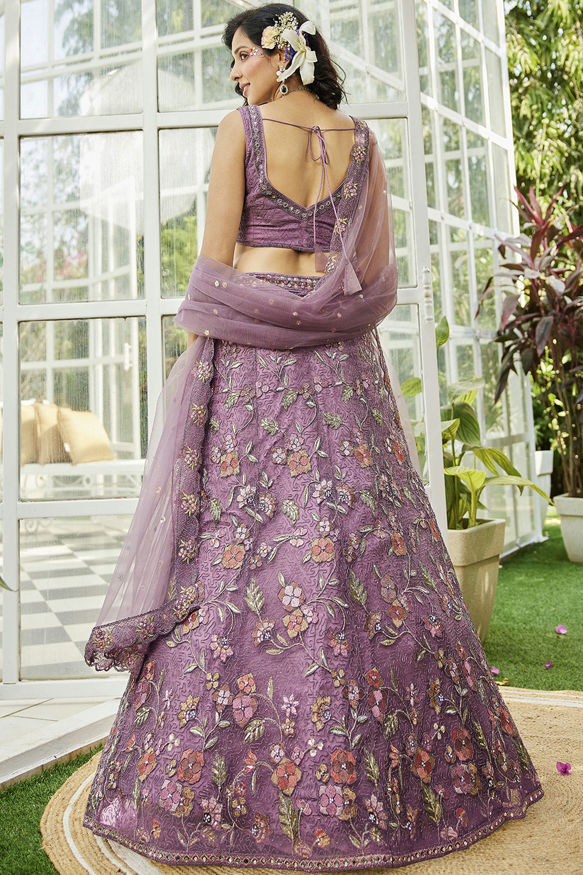 Purple Colour Semi Stitched Net Lehenga Choli VSLC1112541