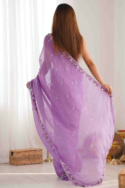 Purple Colour Silk Designer Saree