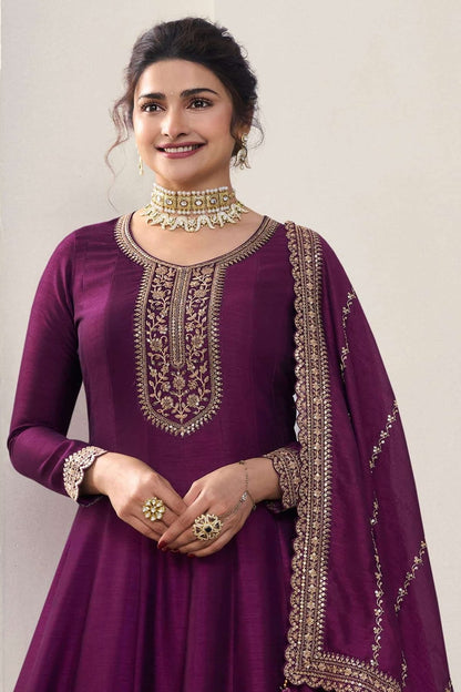 Purple Colour Silk Georgette Anarkali Suit