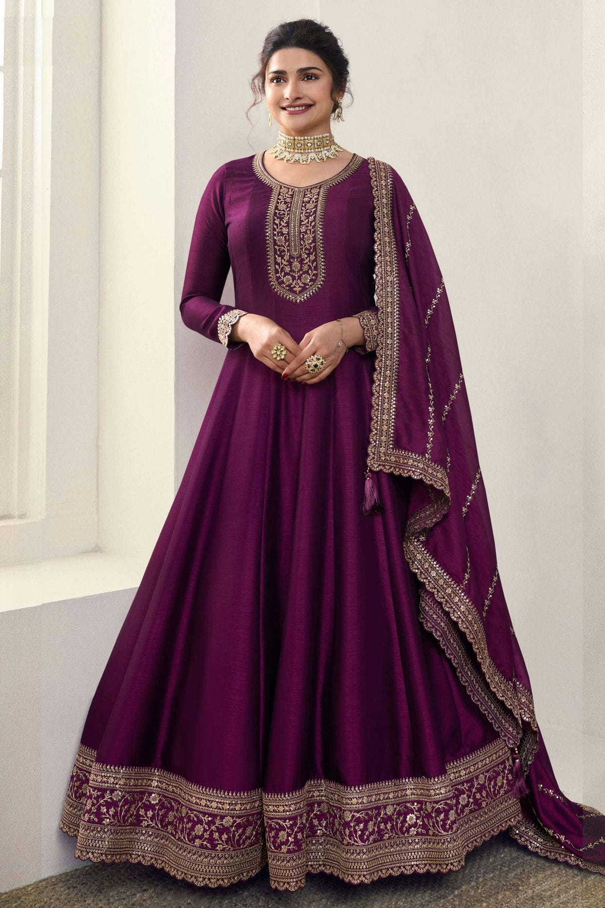 Purple Colour Silk Georgette Anarkali Suit