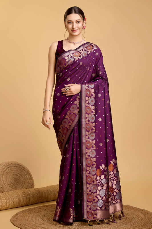 Purple Colour Silk Saree