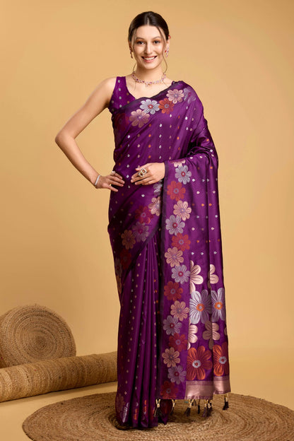 Purple Colour Silk Saree