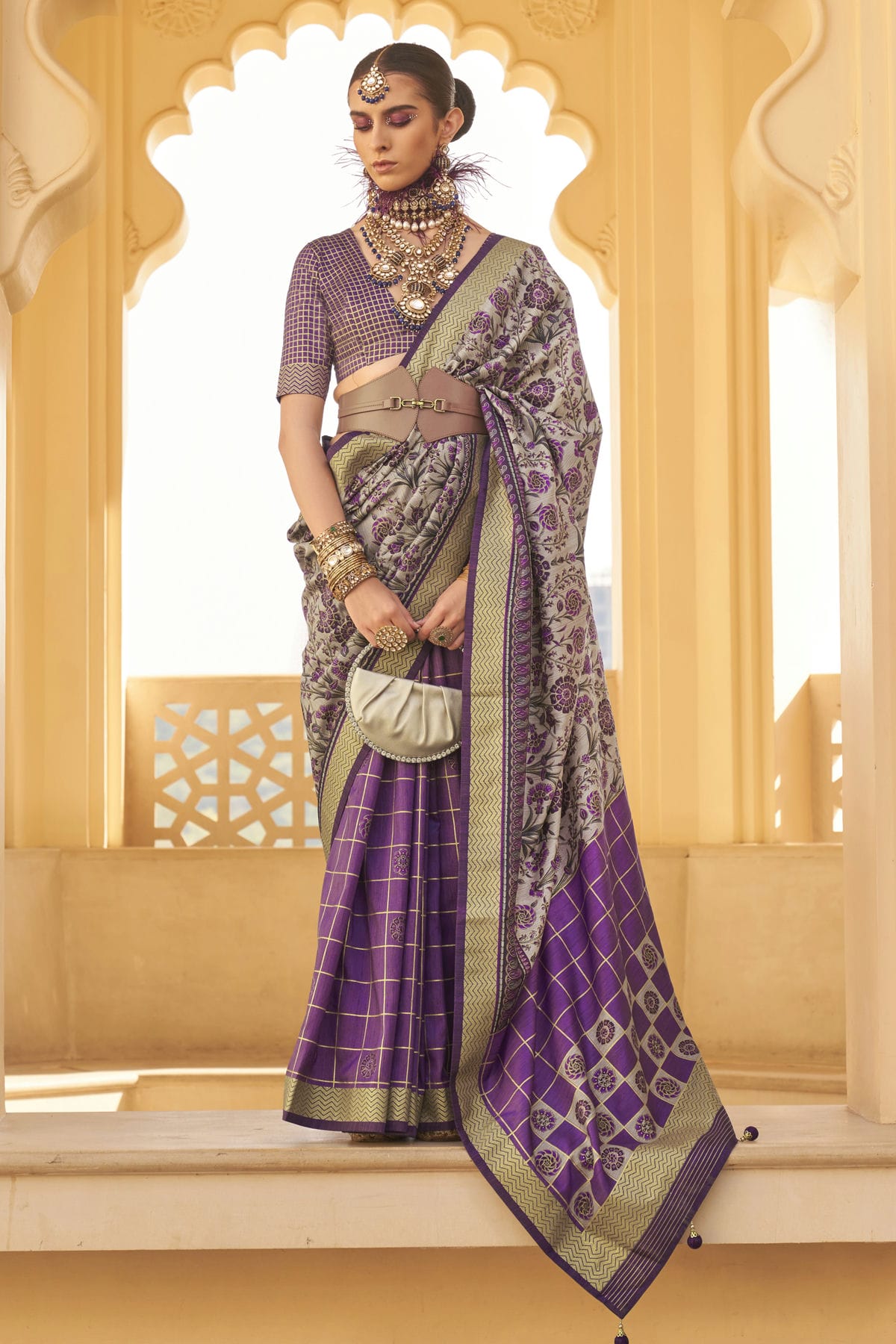 Purple Colour Silk Saree