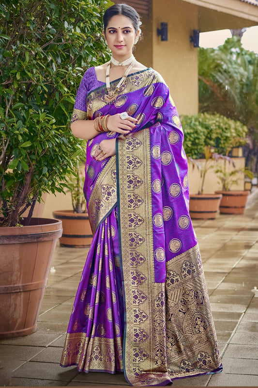 Purple Colour Silk Traditional Saree