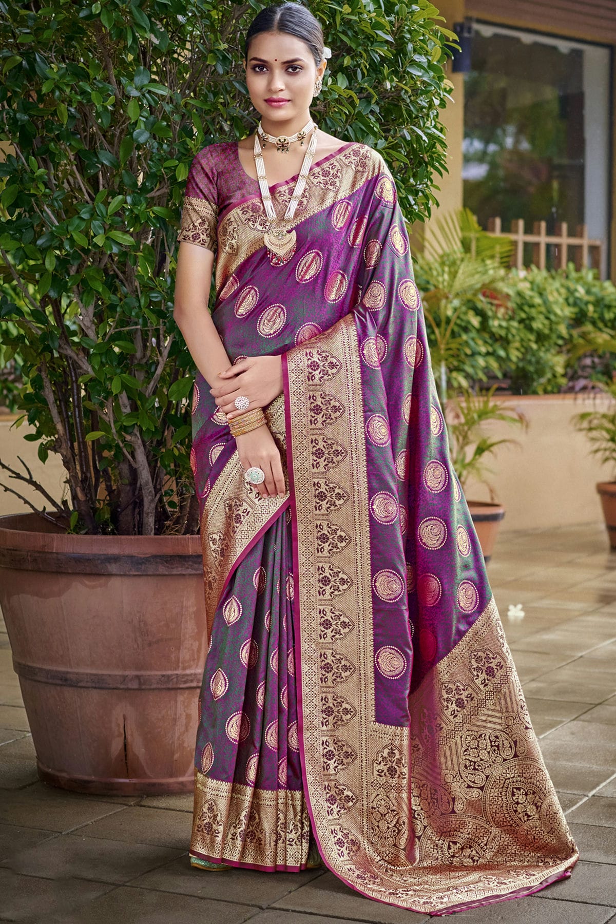 Purple Colour Silk Traditional Saree