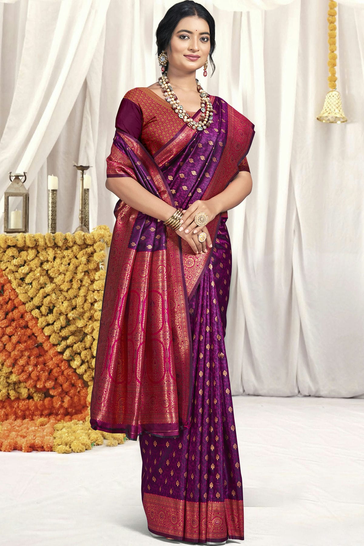 Purple Colour Silk Traditional Saree