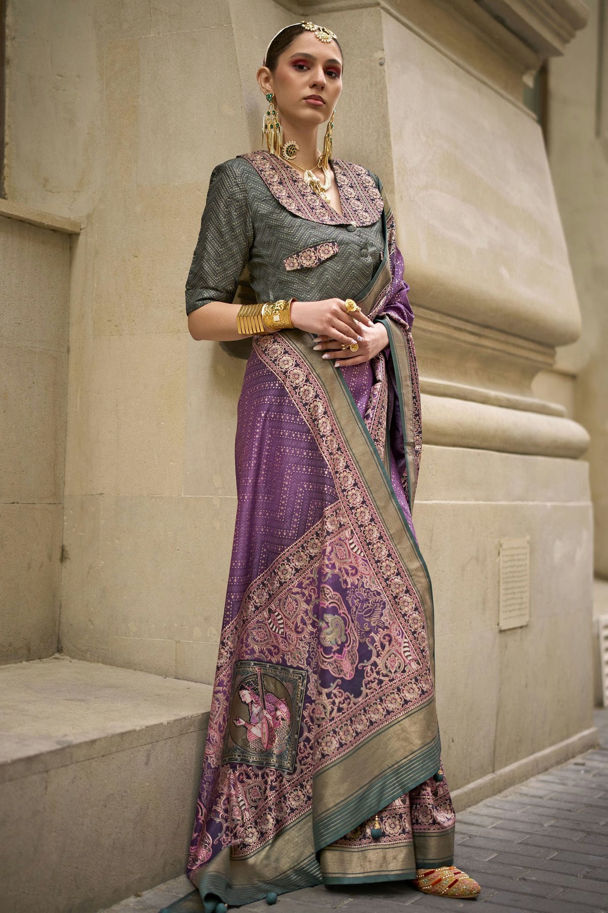 Purple Colour Silk Traditional Saree