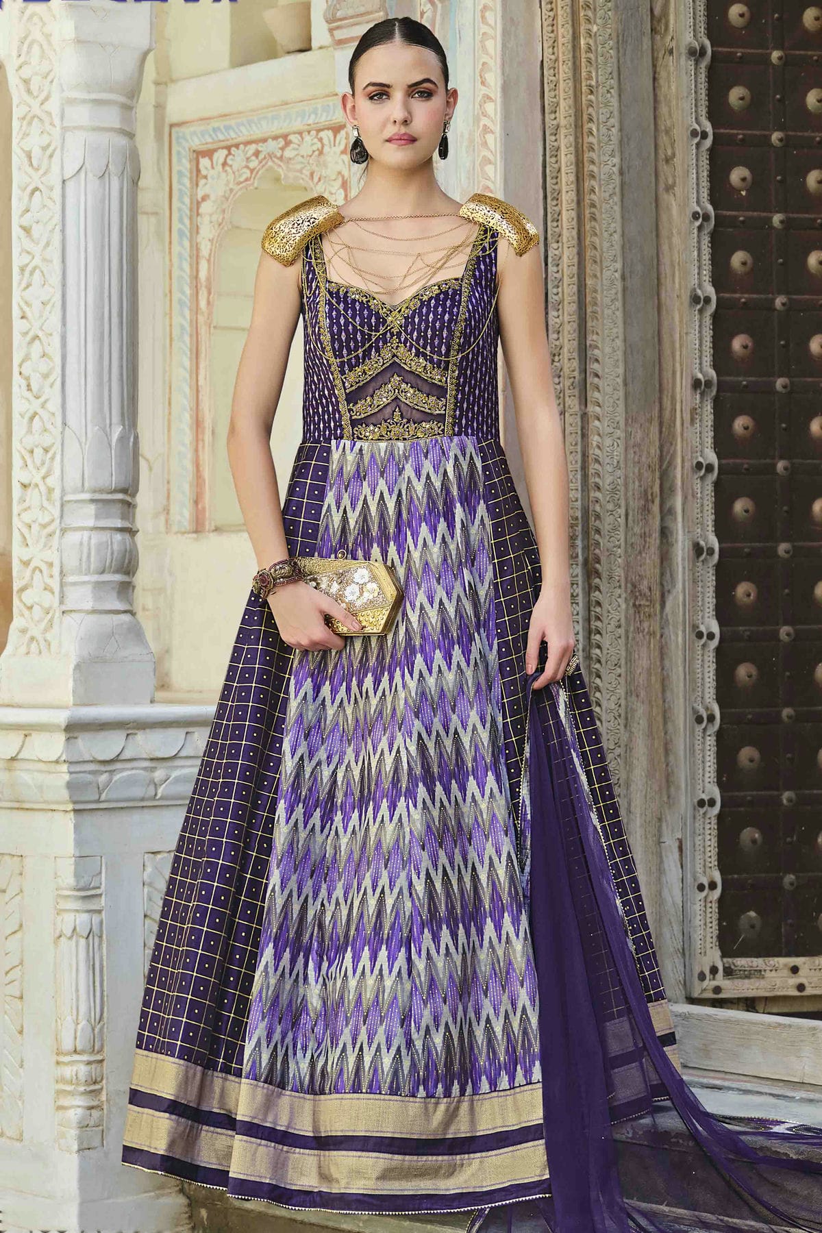 Purple Colour Smooth Silk Gown VSGW1140783