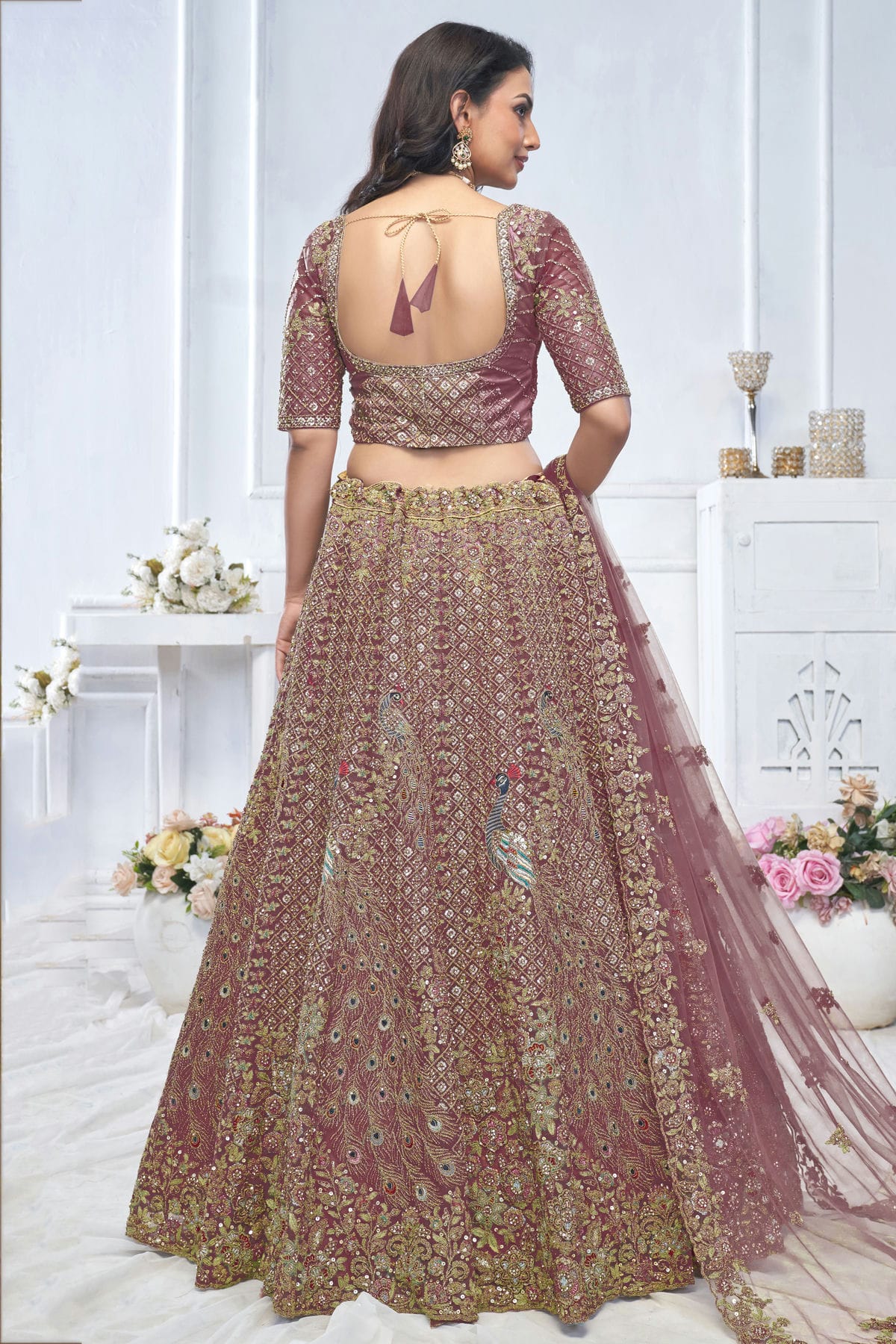 Purple Colour Soft Net Embroidery Lehenga Choli VSLC1111369