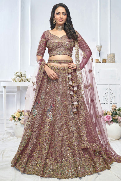 Purple Colour Soft Net Embroidery Lehenga Choli