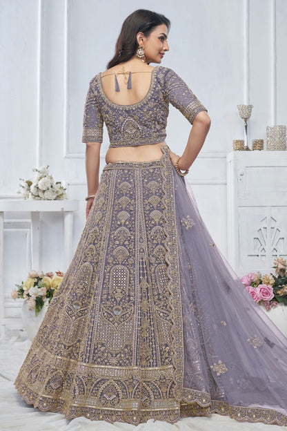 Purple Colour Soft Net Embroidery Lehenga Choli VSLC1111371