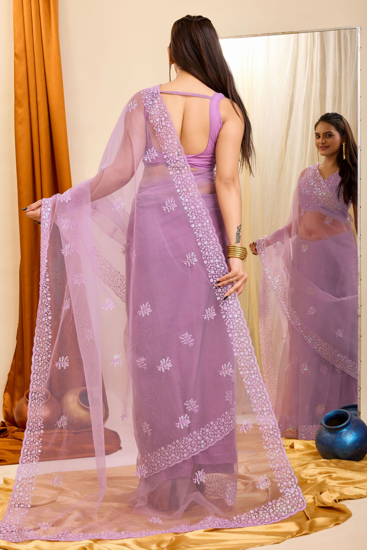 Purple Colour Soft Net Saree