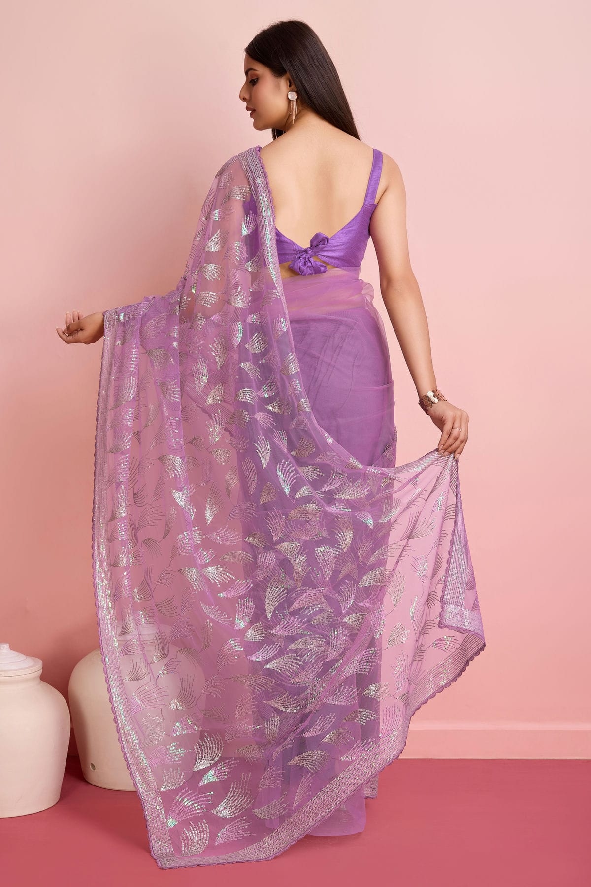 Purple Colour Soft Net Saree