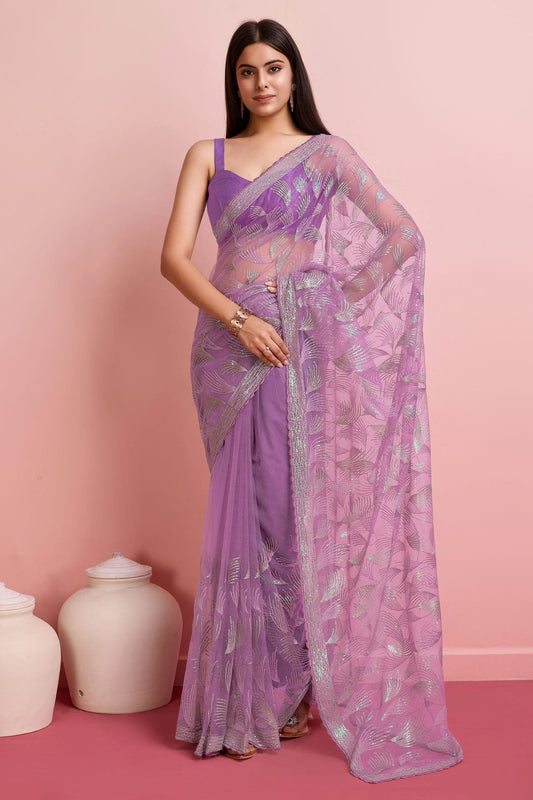 Purple Colour Soft Net Saree