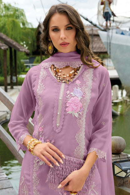 Purple Colour Soft Organza Readymade Pakistani Suit