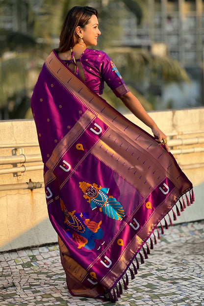 Purple Colour Soft Silk Paithani Saree VSSD1112191