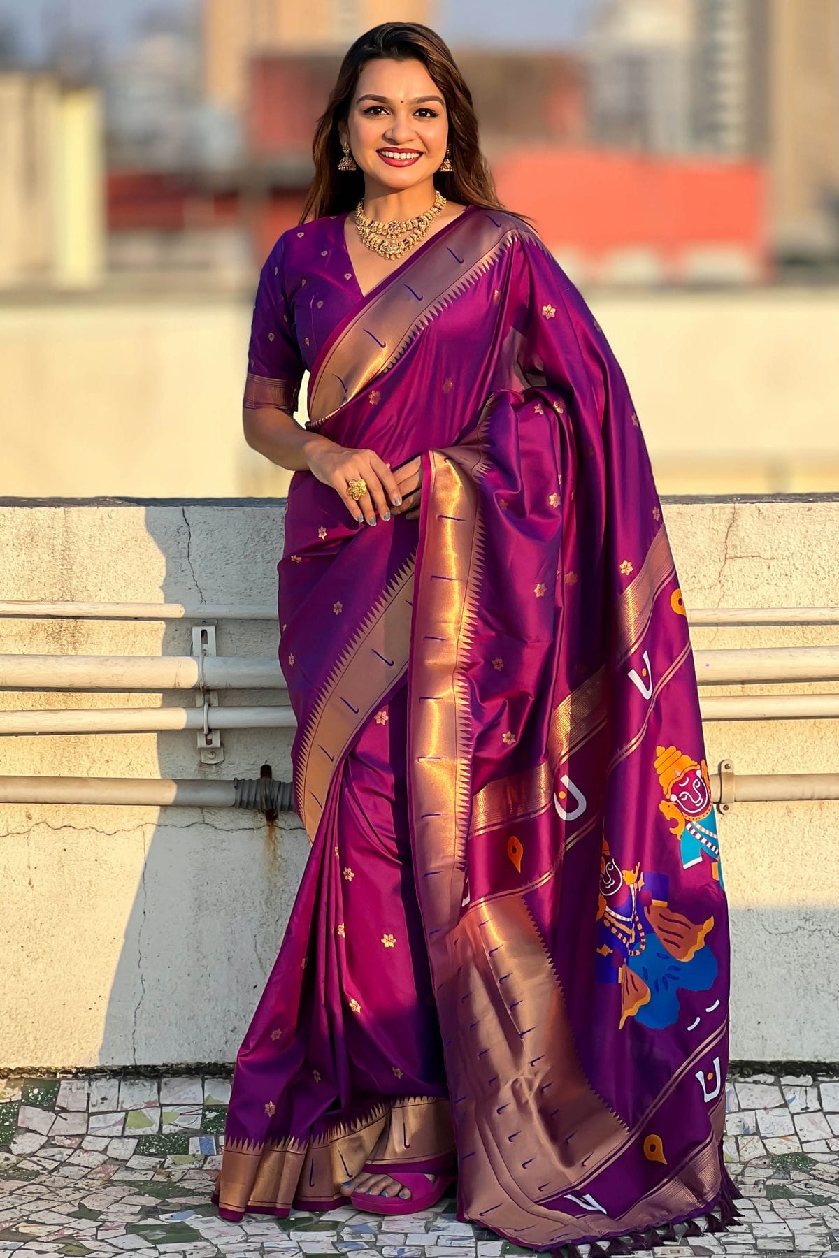 Purple Colour Soft Silk Paithani Saree