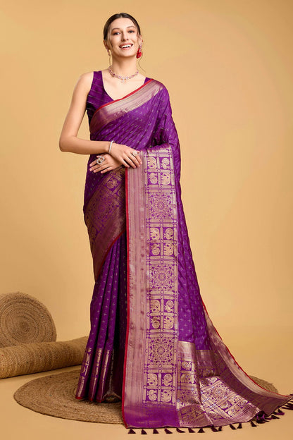 Purple Colour Soft Silk Saree