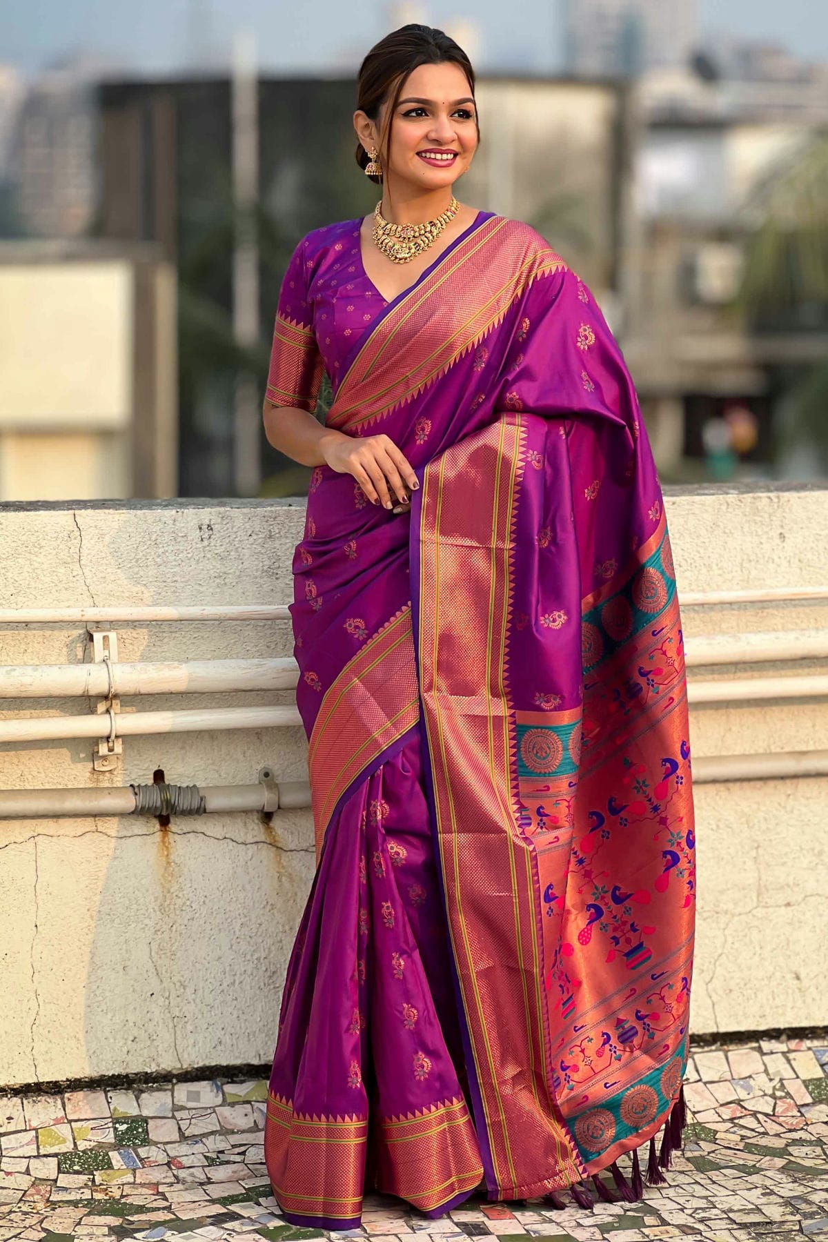 Purple Colour Soft Silk Traditional Saree