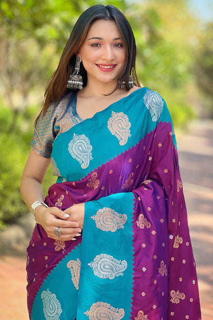 Purple Colour Soft Silk Traditional Saree