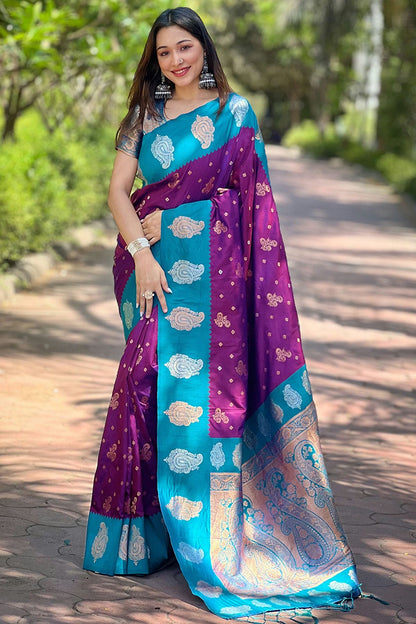 Purple Colour Soft Silk Traditional Saree