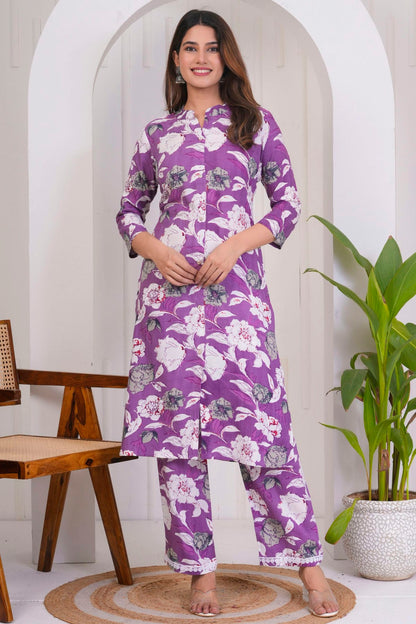 Purple Colour Stitched Rayon Top and Bottom VSTP1112406