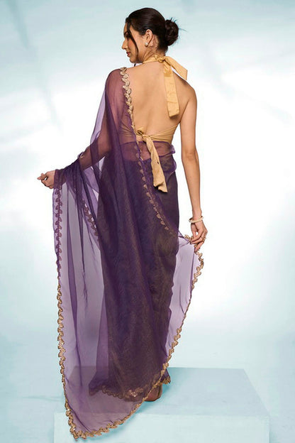 Purple Colour Tissue Designer Saree