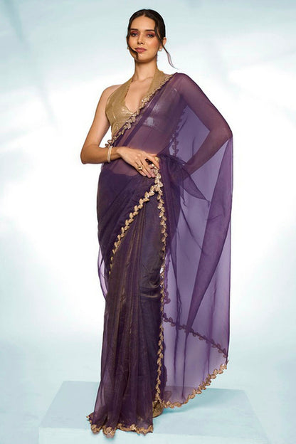 Purple Colour Tissue Designer Saree