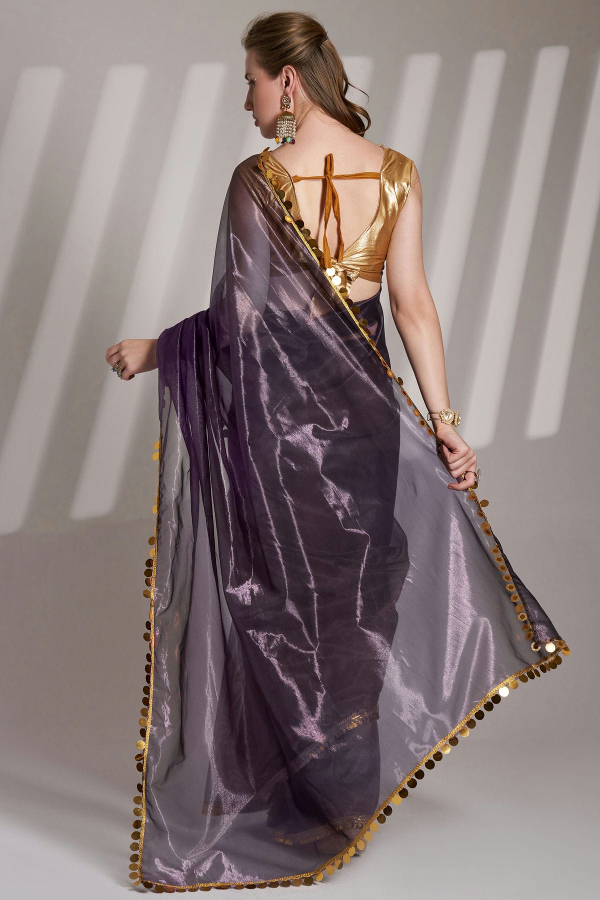 Purple Colour Twill Net Saree VSSD1112740