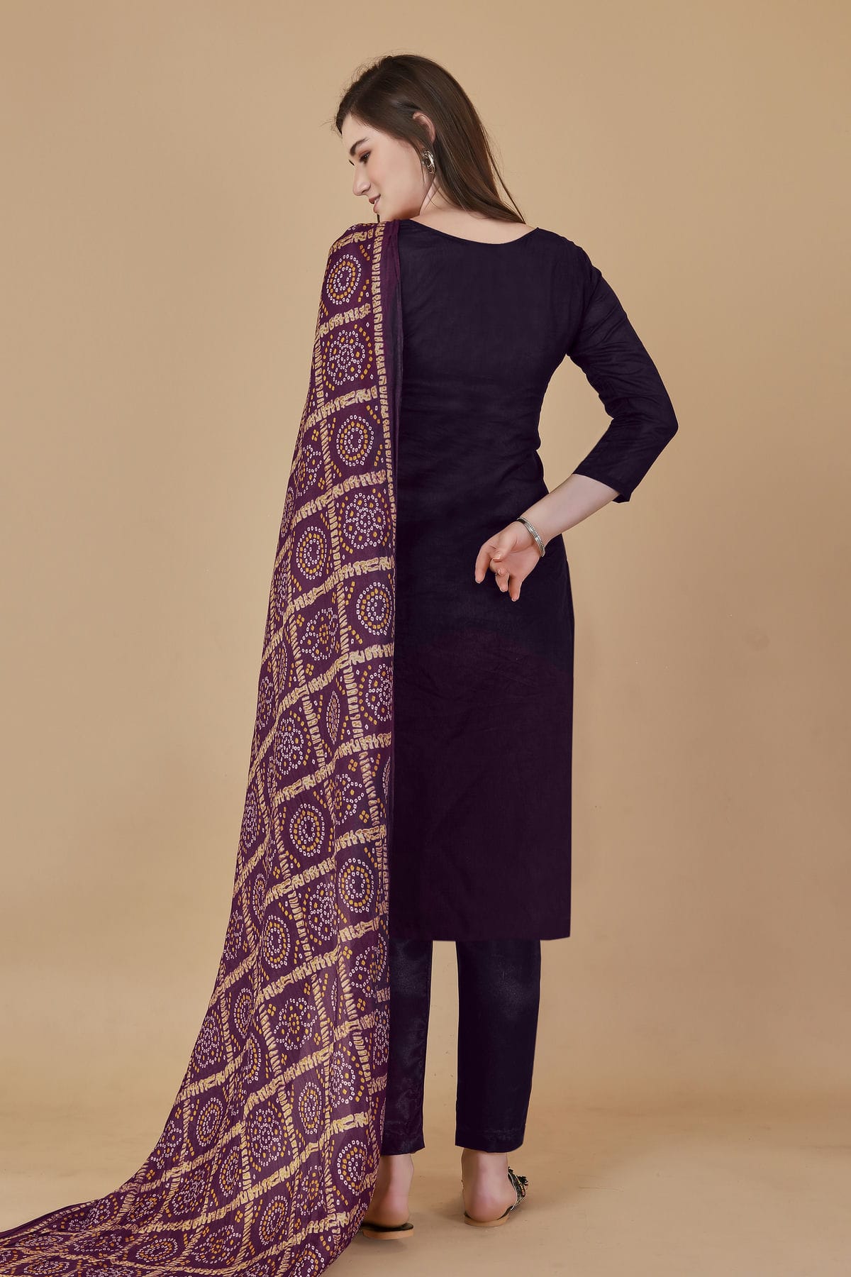 Purple Colour Unstitched Banarasi Jacquard Fabric Straight Suit