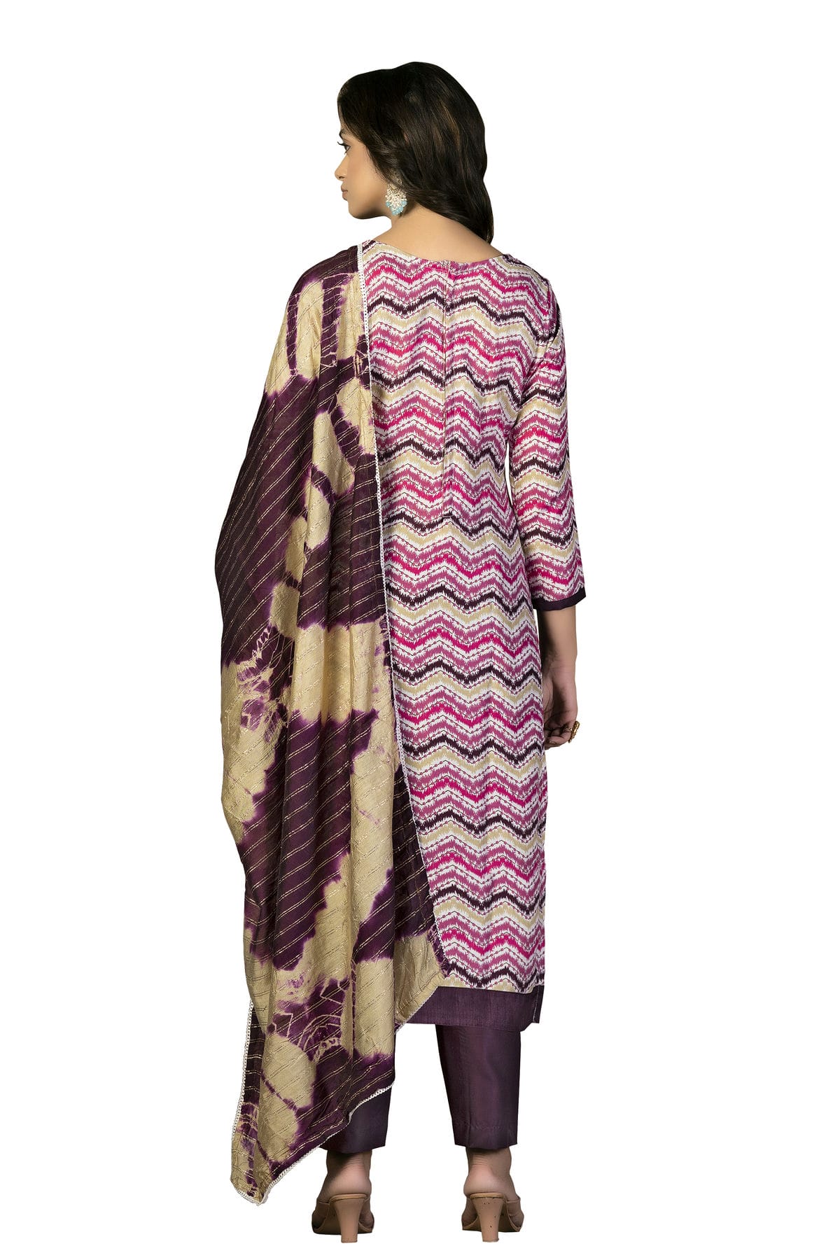 Purple Colour Unstitched Cotton Fabric Straight Suit