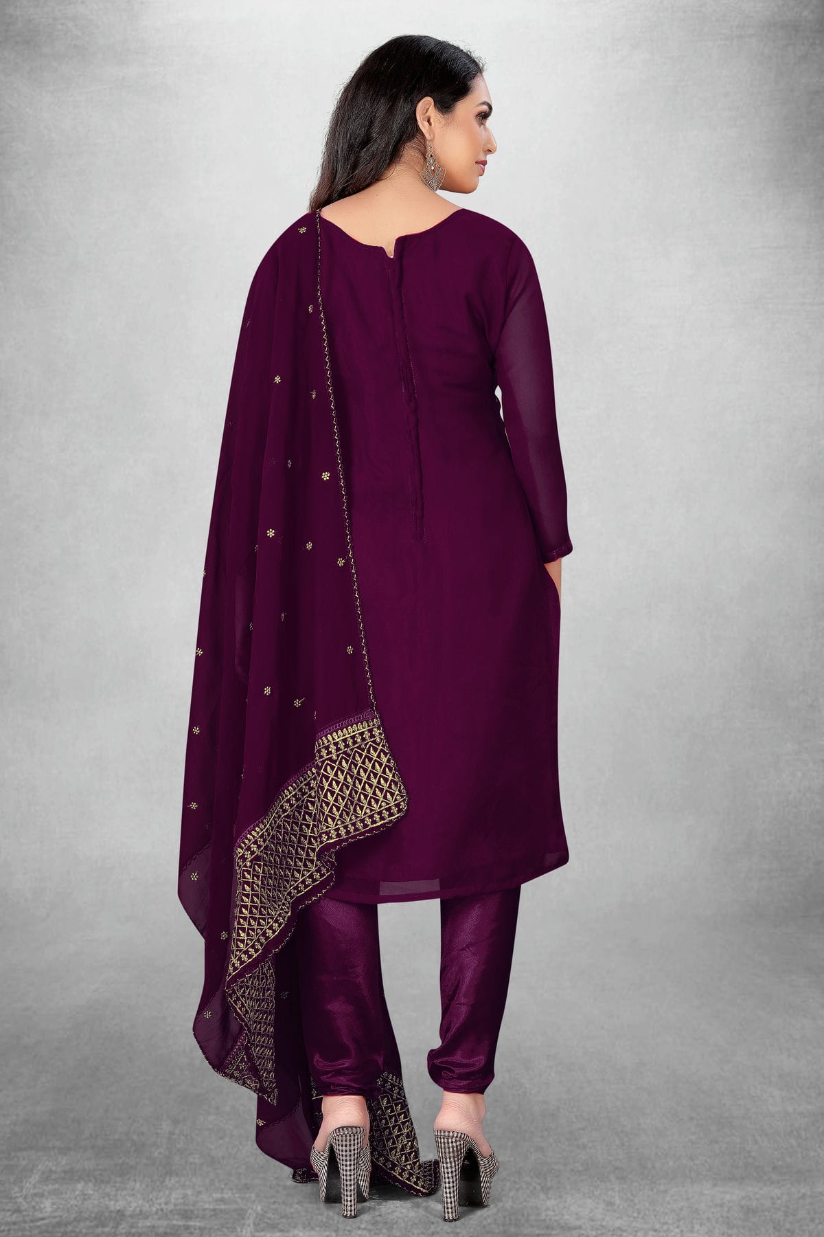 Purple Colour Unstitched Georgette Churidar Suit