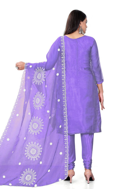 Purple Colour Unstitched Organza Churidar Suit