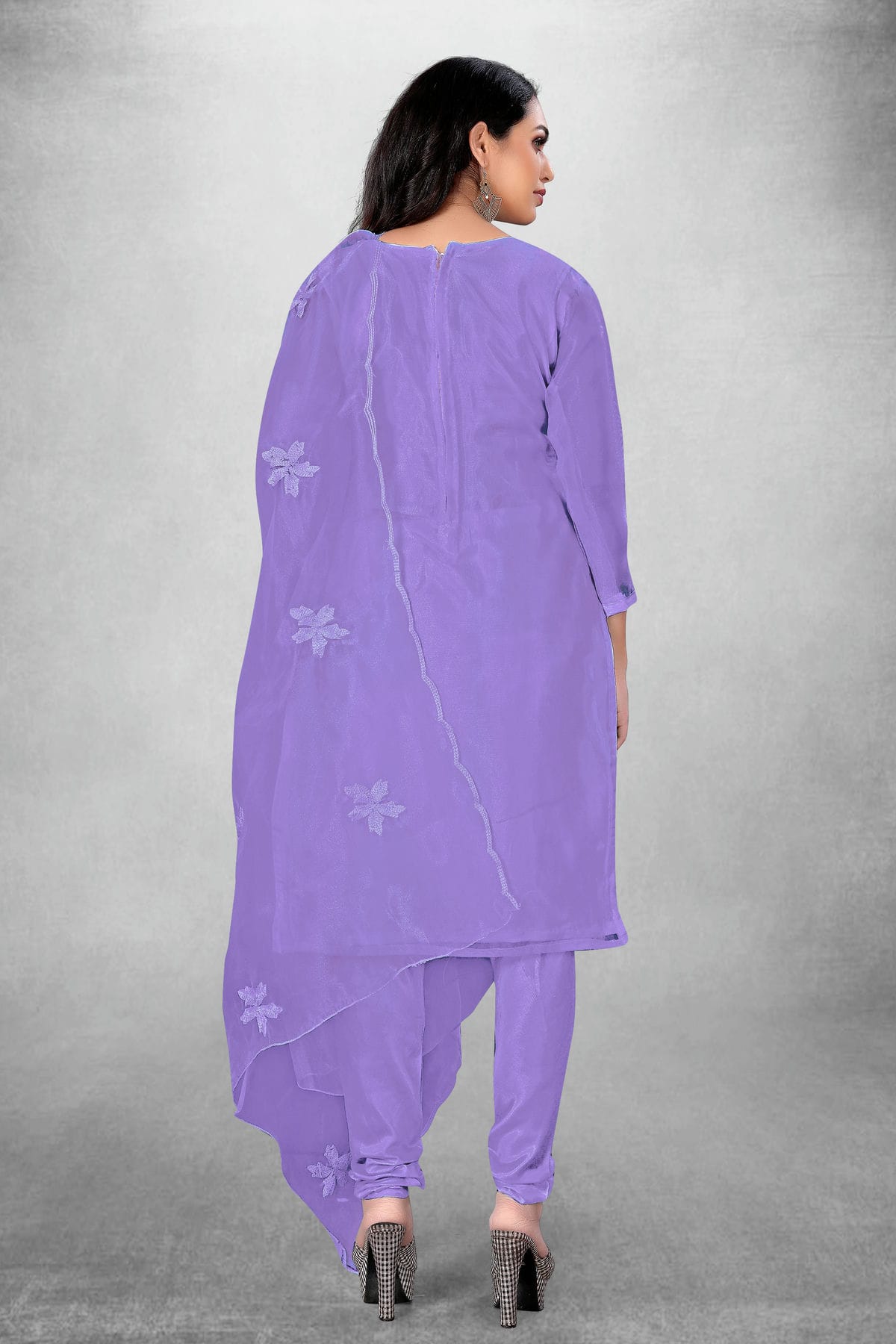 Purple Colour Unstitched Organza Churidar Suit