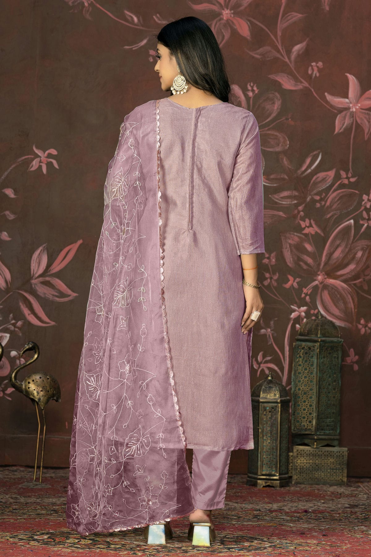 Purple Colour Unstitched Simmar Cotton Pant Style Suit