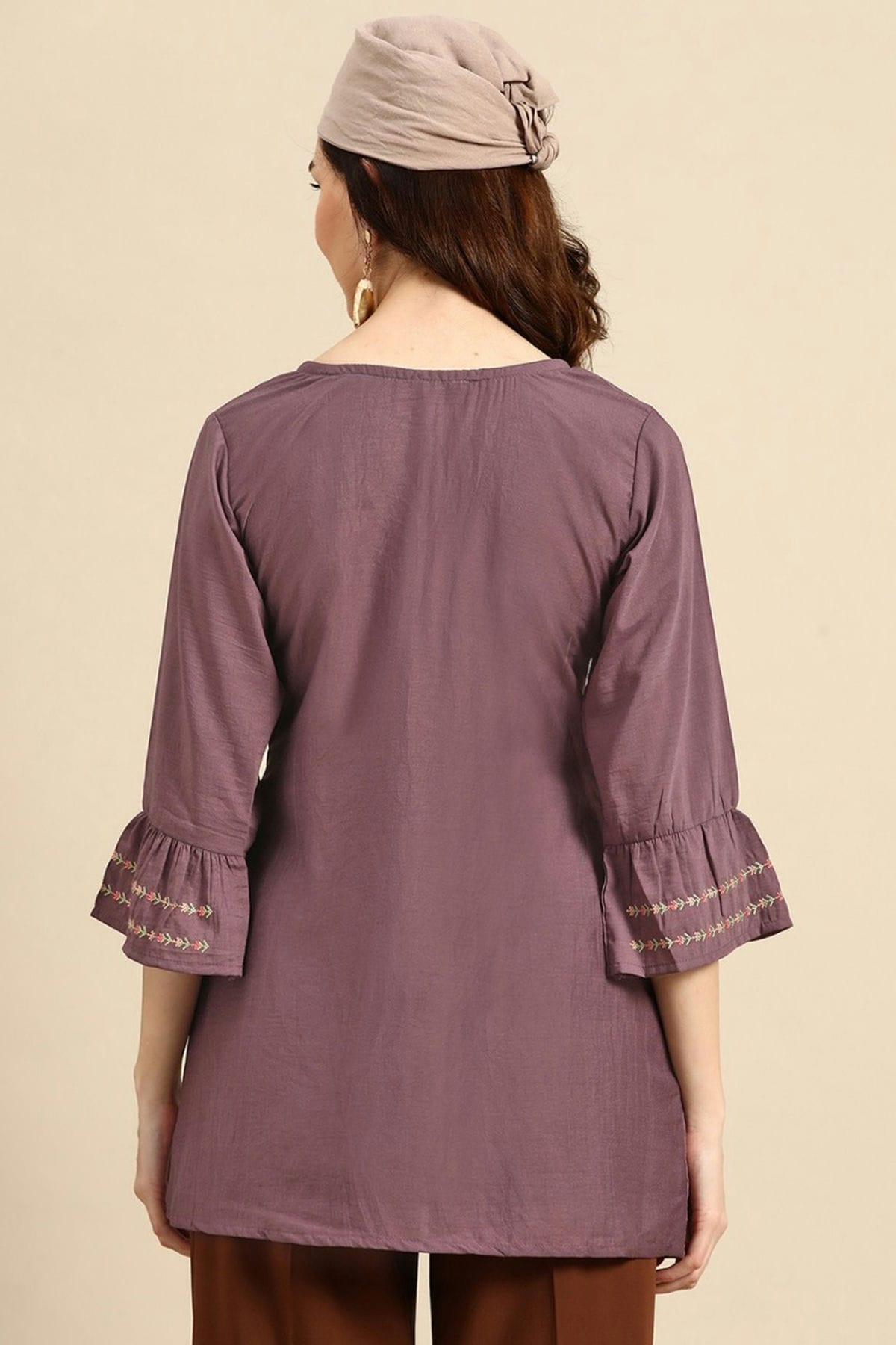 Purple Colour Viscose Rayon Readymade Top