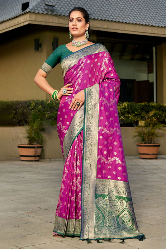 Purple Colour Woven Work Banarasi Silk Saree