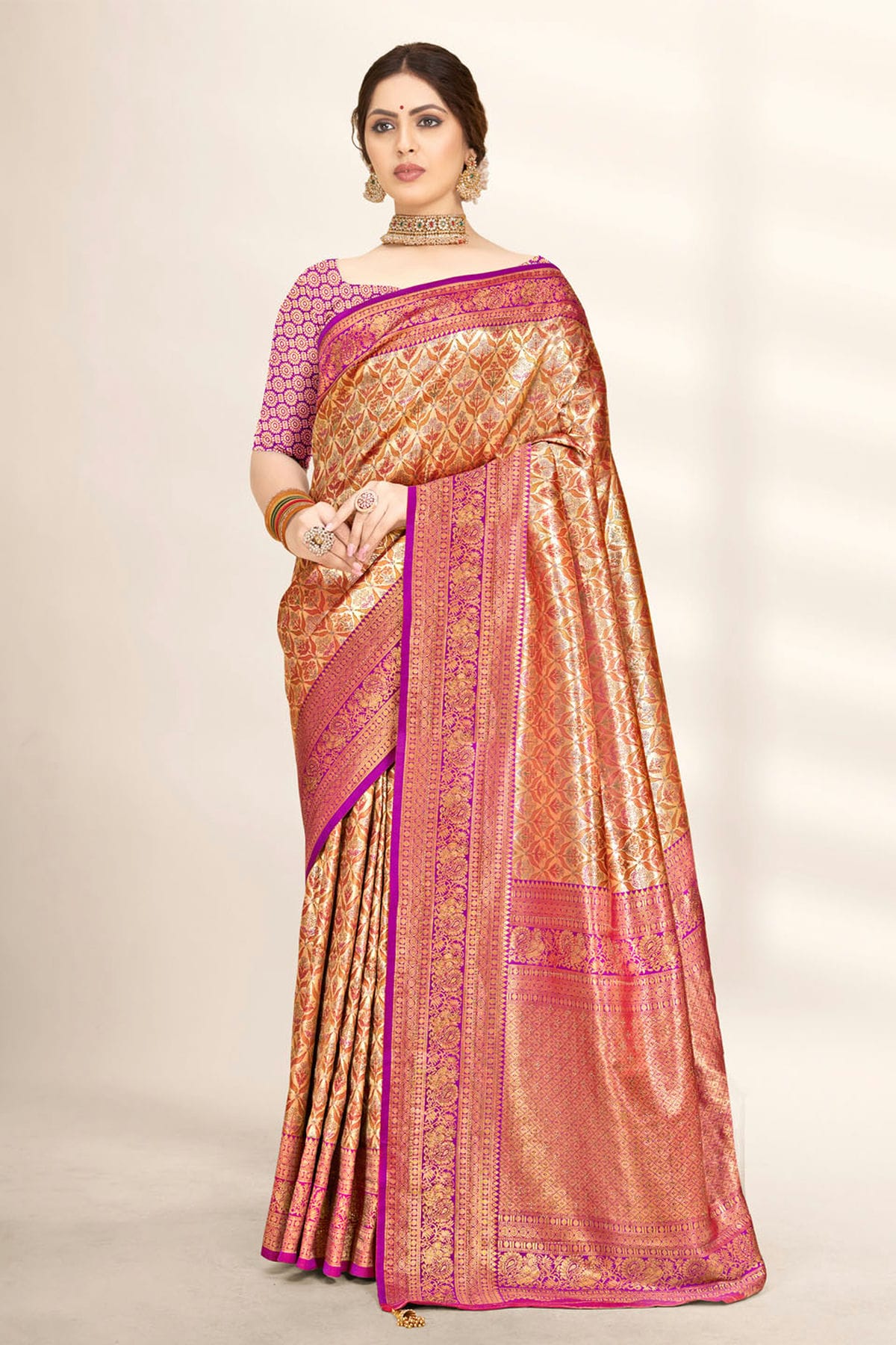 Purple Colour Woven Work Banarasi Silk Saree