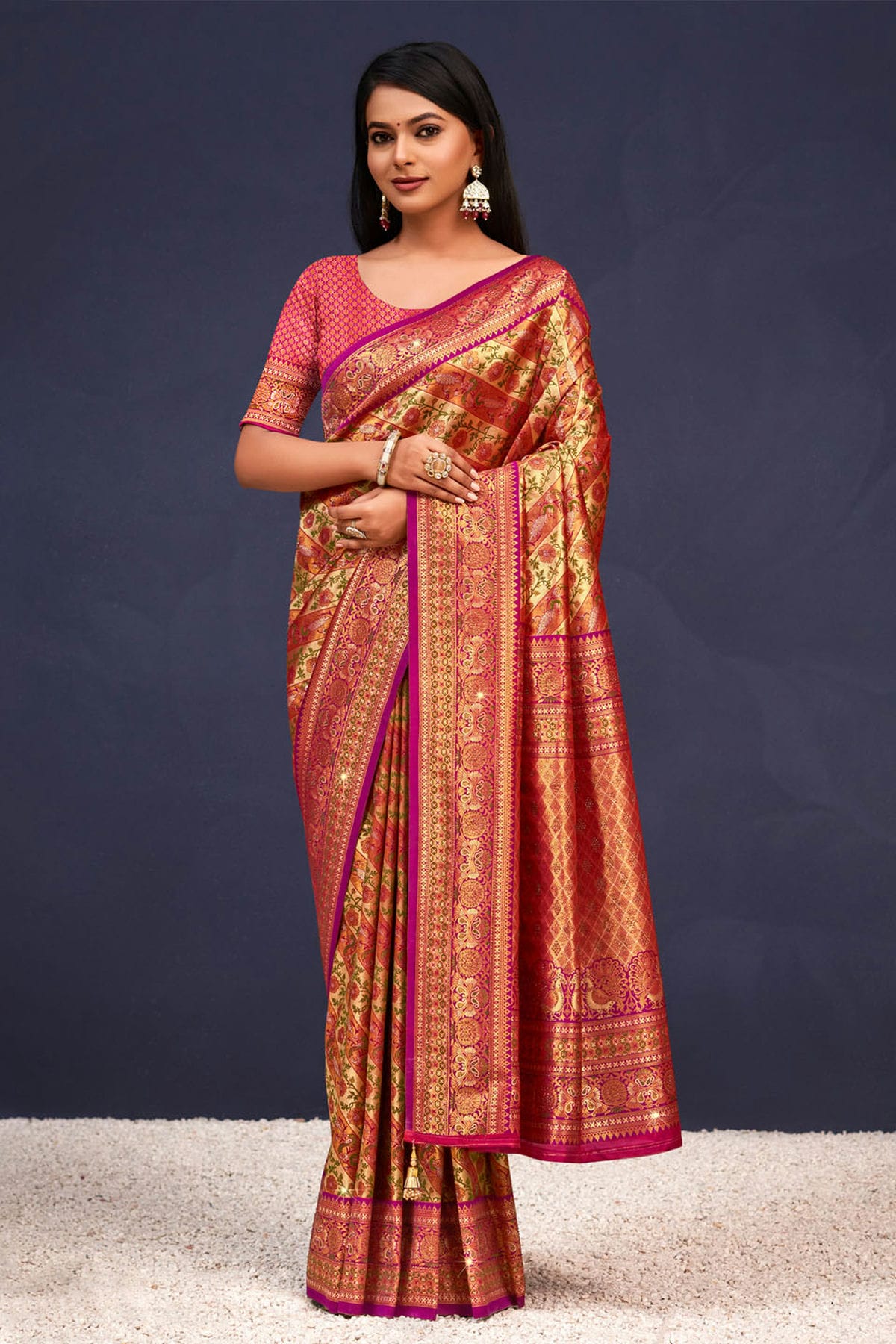 Purple Colour Woven Work Banarasi Silk Saree