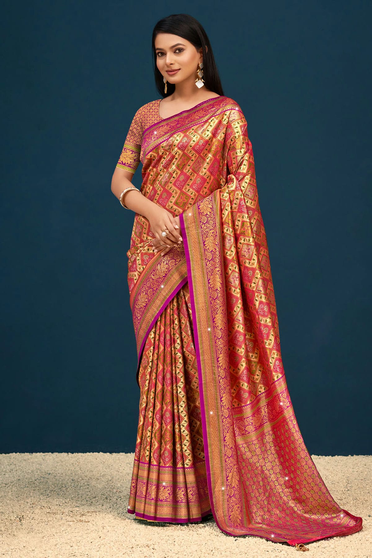 Purple Colour Woven Work Banarasi Silk Saree