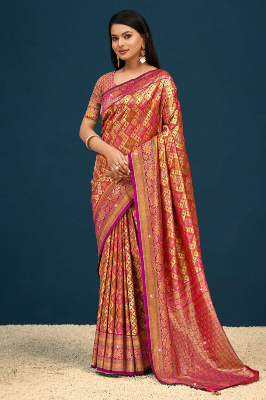 Purple Colour Woven Work Banarasi Silk Saree