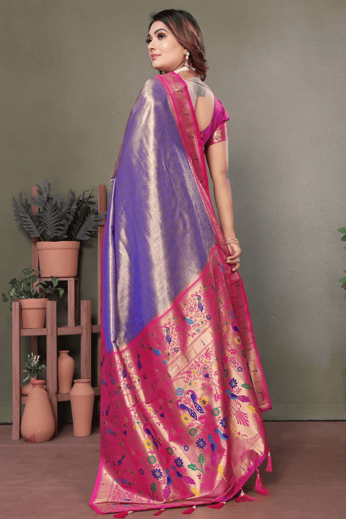 Purple Colour Woven Work Pure Banarasi Tissue Silk Traditional Saree VSSD1250272