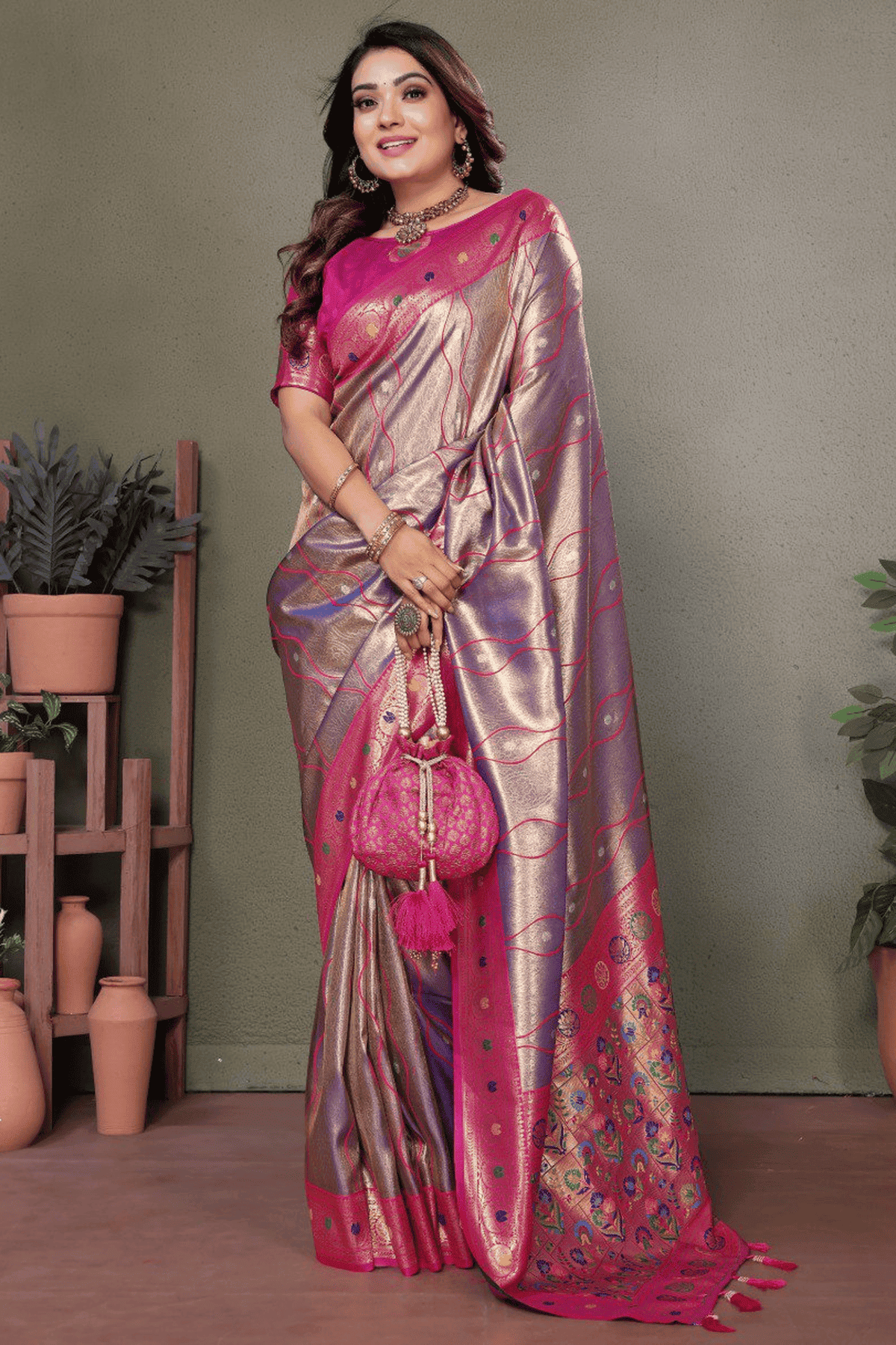 Purple Colour Woven Work Pure Banarasi Tissue Silk Traditional Saree VSSD1250320