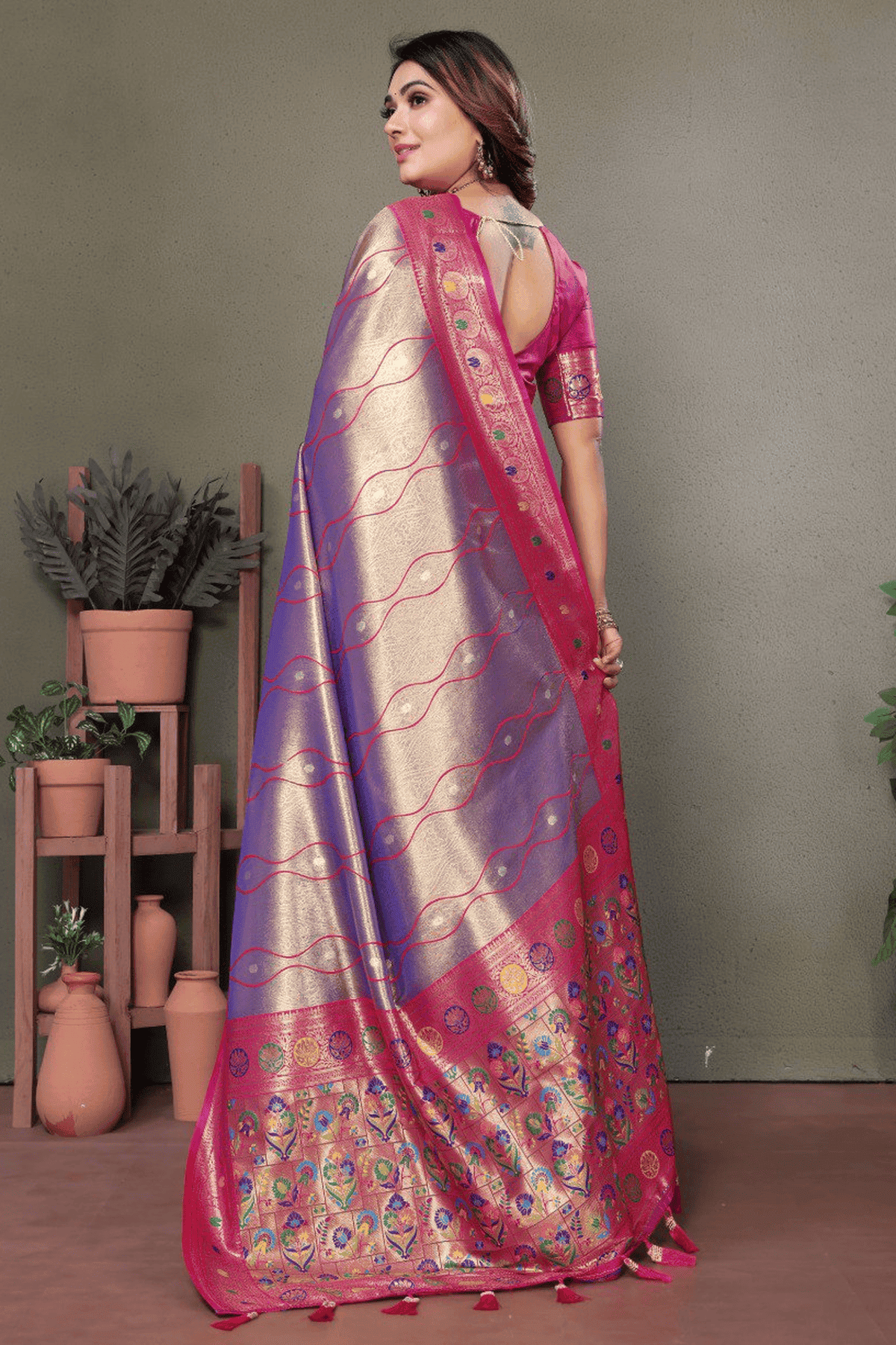 Purple Colour Woven Work Pure Banarasi Tissue Silk Traditional Saree VSSD1250320