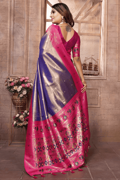 Purple Colour Woven Work Pure Banarasi Tissue Silk Traditional Saree VSSD1250333