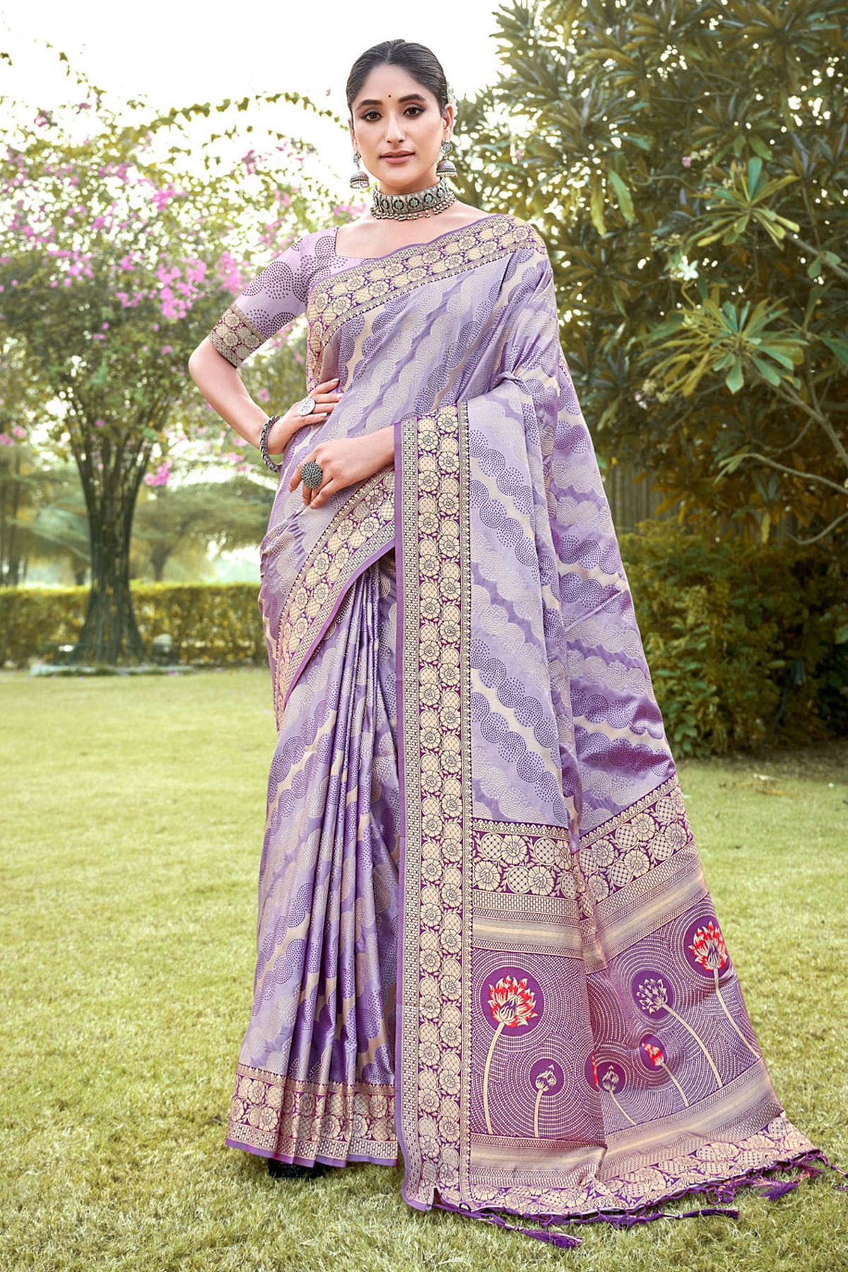 Purple Colour Woven Work Silk Saree