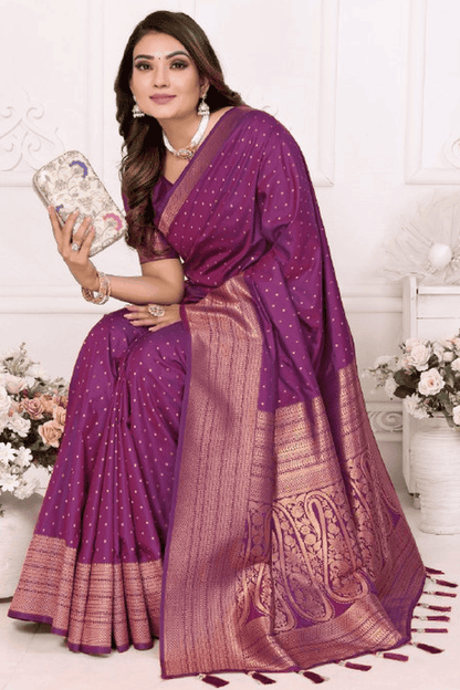 Purple Colour Woven Work Soft Silk Traditional Saree VSSD1250282