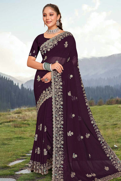 Purple Colour Georgette Saree