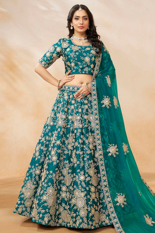 Rama Green Colour Art Silk Lehenga Choli