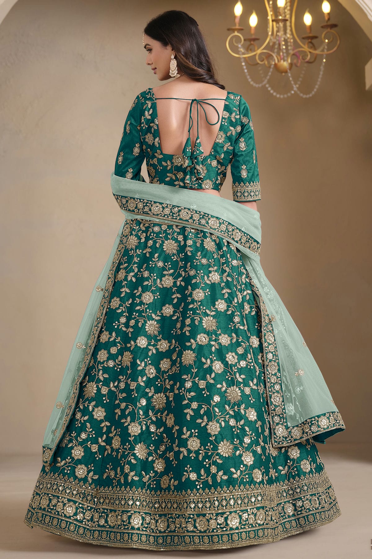 Rama Green Colour Art Silk Lehenga Choli VSLC1050687